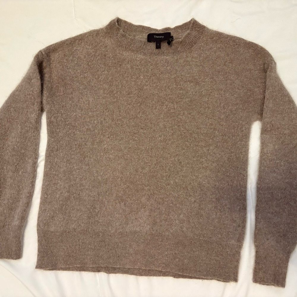 100% Cashmere Theory Sweater Women’s Small Beige Tan Crewneck